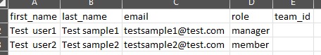 Teams CSV Upload - Example CSV